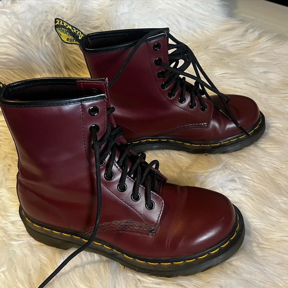 Dr Martens 1460 Lace up boots cherry red smooth leather - Picture 9 of 15